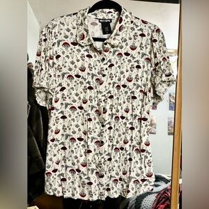 Hot Topic Mushroom Pattern Button Shirt
